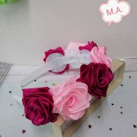 Диадема 7 малиново-розови рози, снимка 6 - Аксесоари за коса - 44270125