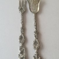 Посребрени десертни прибори. ITALY. Vintage. Silver plated. Виличка. Лъжичка, снимка 2 - Други ценни предмети - 44162283