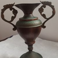 Стара медна ваза , снимка 2 - Вази - 39411308