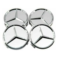 капачки за джанти за мерцедес Mercedes 75мм сиви хром 4 броя, снимка 1 - Аксесоари и консумативи - 40263972