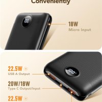 VEGER 20000mAh Power Bank, 22,5 W бързо зареждане USB C батерия с тип C Powerbank, QC 4.0 PD 3.0 пре, снимка 9 - Външни батерии - 44323995