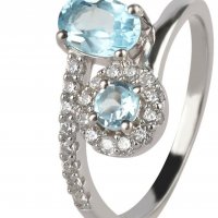 Дамски сребърен пръстен с естествен камък топаз и цирконий.Състояние ново. Проба 925 , снимка 1 - Пръстени - 39857023