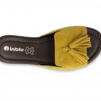 INBLU Италиански дамски чехли от естествен велур, Жълти, снимка 2 - Чехли - 35983868