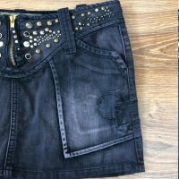 Blue Velvet Jeans Къса памучна дънкова пола с камъни, снимка 5 - Поли - 41602565