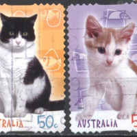Клеймовани марки Фауна Котки 2004 от Австралия, снимка 1 - Филателия - 36336325