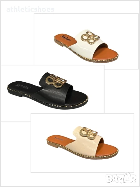 Дамски чехли на равна подметка в три цвята, снимка 1