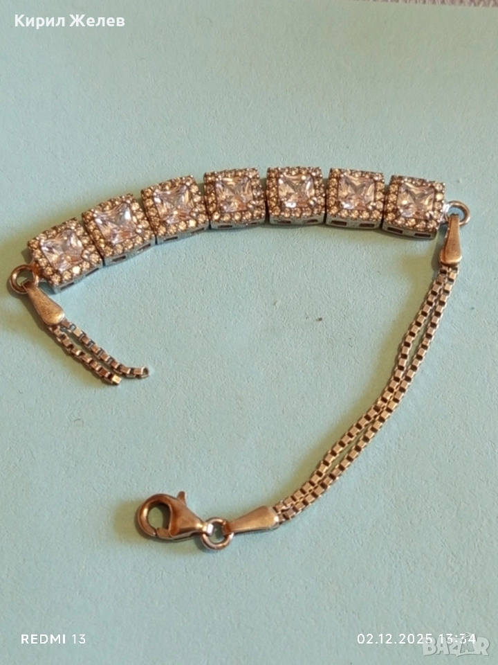 Сребърна тенис гривна с циркониеви камъни елегантен дизайн 52427, снимка 1