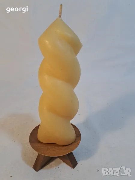 дървен свещник с декоративна свещ 20/4, снимка 1