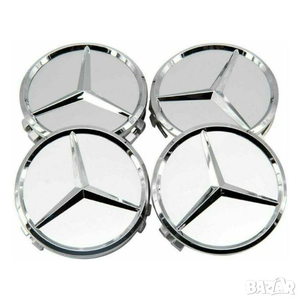 капачки за джанти за мерцедес Mercedes 75мм сиви хром 4 броя, снимка 1