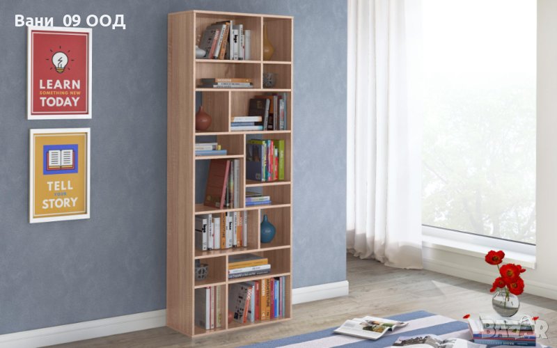 Висока етажерка в цвят дъб сонома, снимка 1