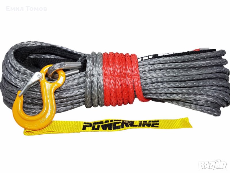 Синтетично въже за лебедки "PowerLine" 28M/8мм,9мм,10мм/ с кука - НОВИ, снимка 1