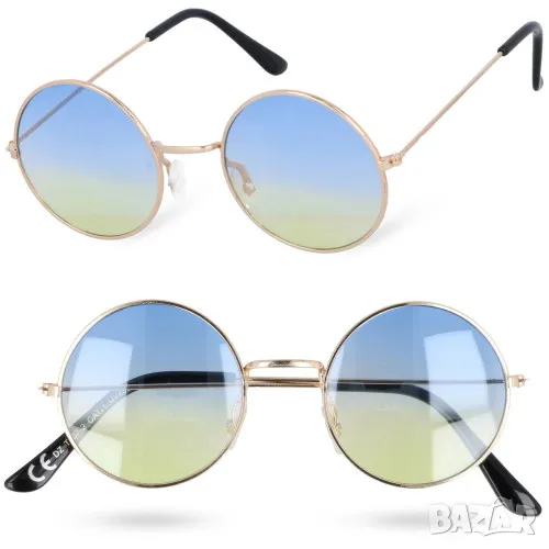 Слънчеви очила Ленън златиста рамка, стъкла преливащи цветове , снимка 1
