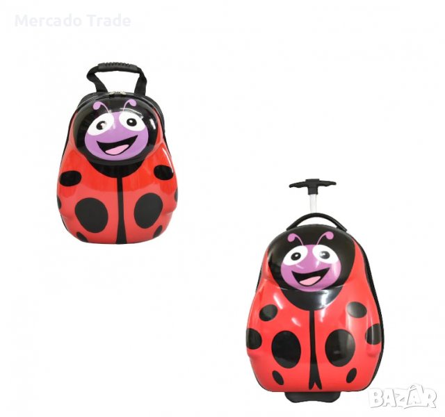 Комплект Mercado Trade, Куфар и раница, За деца, Калинка, Червен, снимка 1