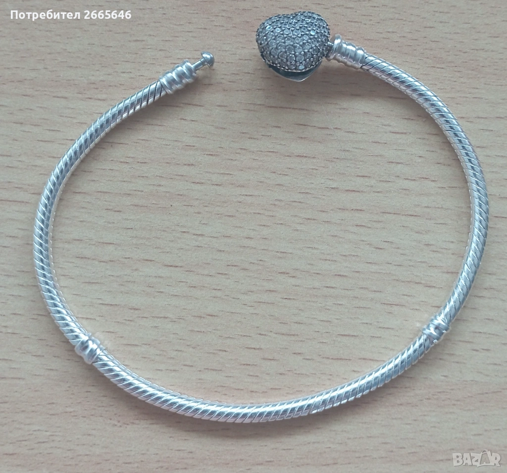 Сребърна гривна тип Pandora, сребро 925, 19 см, снимка 1