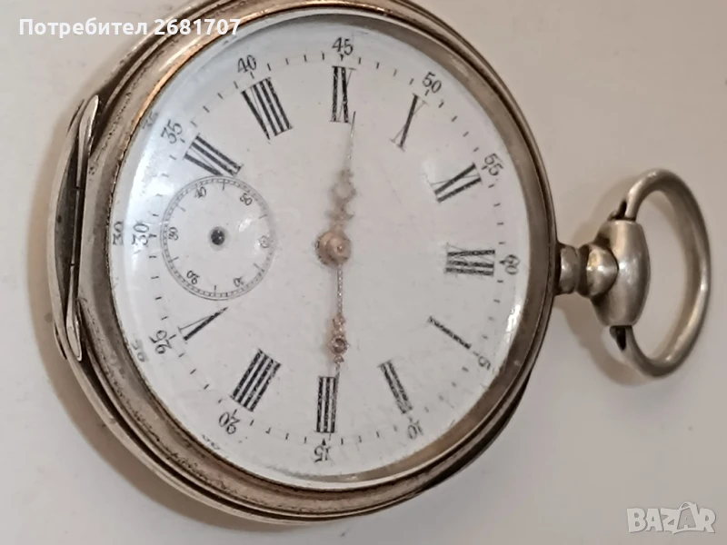 джобен сребърен часовник , снимка 1