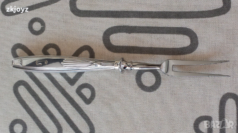 20-те г. Сребърна виличка за десерт с монограм 11.72 гр/ 800 маркирана, снимка 1