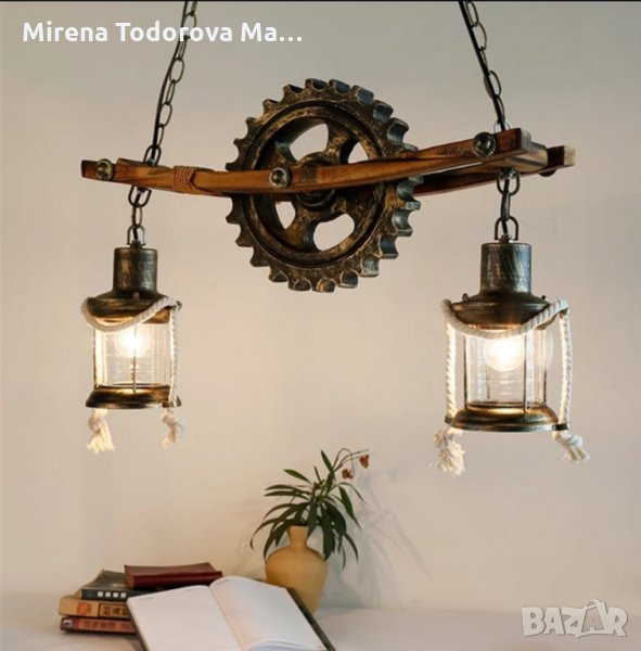 Керосинова лампа Дървен дизайн, снимка 1