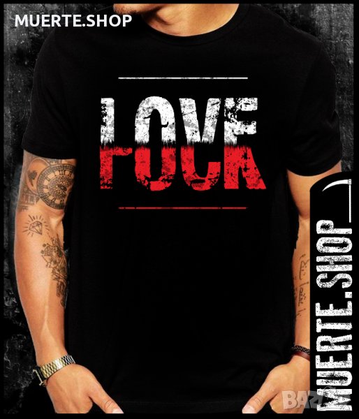Черна тениска с щампа FCK LOVE, снимка 1
