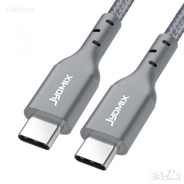  JYDMIX USB C към USB C кабел, PD 3.0 - 20 V/3 A 60 W, 2 метра, найлонова оплетка, бързо зареждане, снимка 1