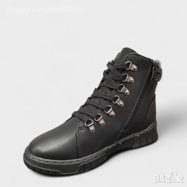 Зимни дамски боти в черно с топла вата , снимка 1