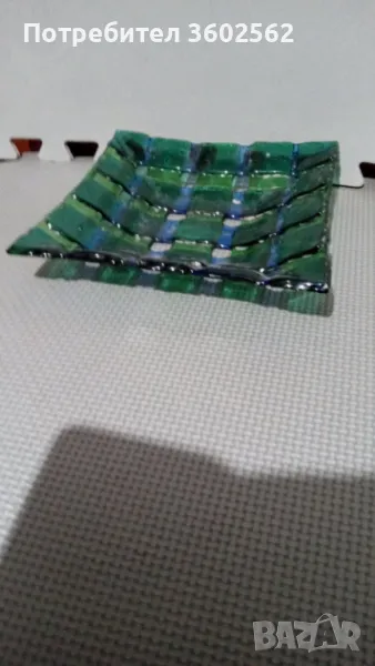 Немска ръчно изработена стъклена фруктиера-худижествено стъкло, снимка 1