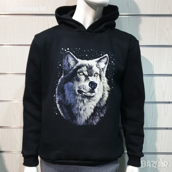 Нов мъжки суичър с дигитален печат Вълк - Звезди, Серия вълци, снимка 1