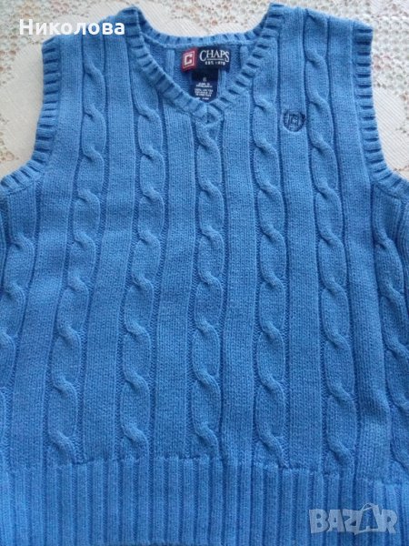 Пуловер без ръкав,плетен,син,за момче., снимка 1