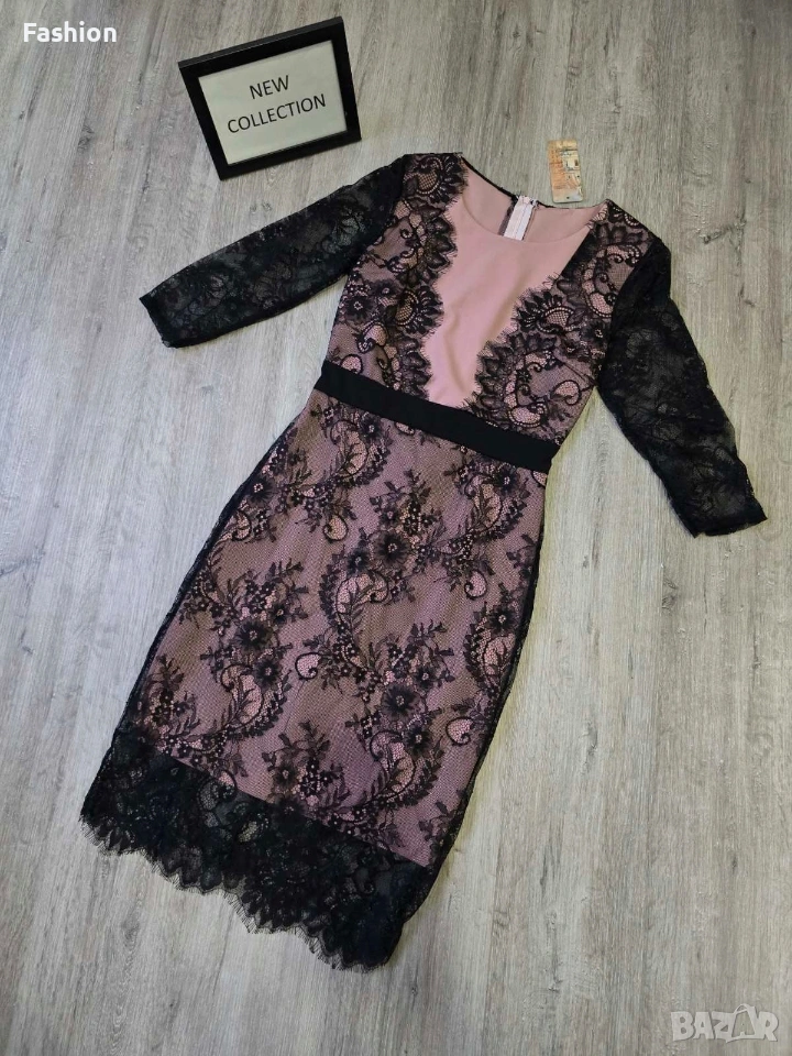 Нова рокля с дантела в цвят - розов и бордо, снимка 1