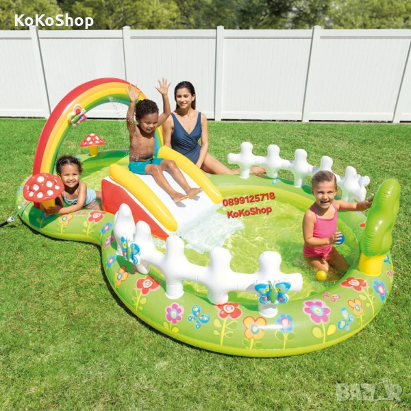 Детски басейн с пързалка и пръскалка-290х180х104 см./басейн с пързалка, снимка 1