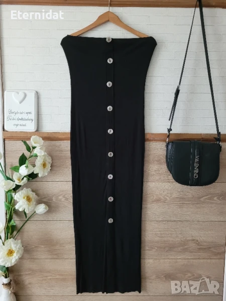 Черна дълга рокля ASOS рипс по тялото , снимка 1