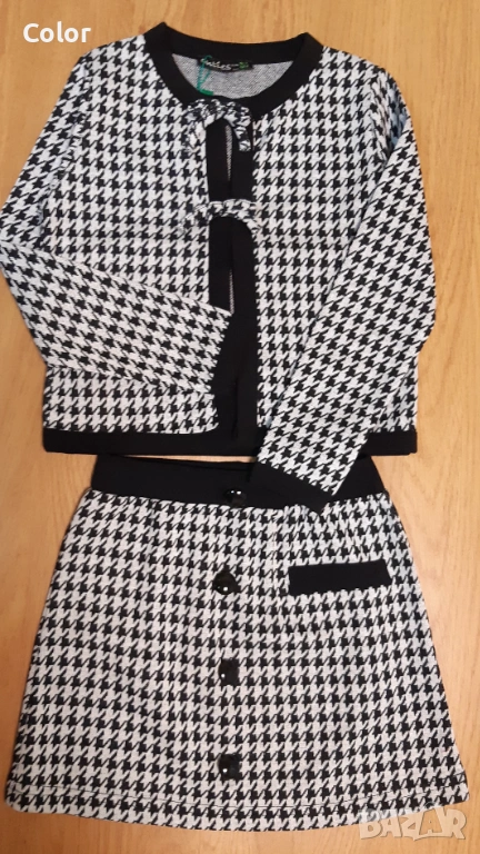 Детски комплект за момиче пепит-сако и пола, снимка 1