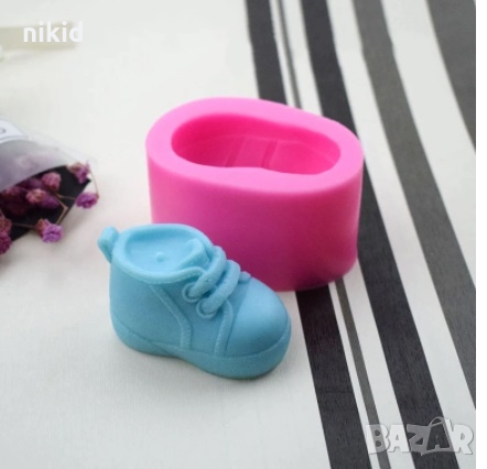 3D Буйка бебешка обувка маратонка обувки буйки силиконов молд форма калъп фондан гипс шоколад свещ , снимка 1