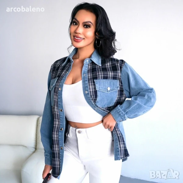 Дамска дънкова риза яке, снимка 1