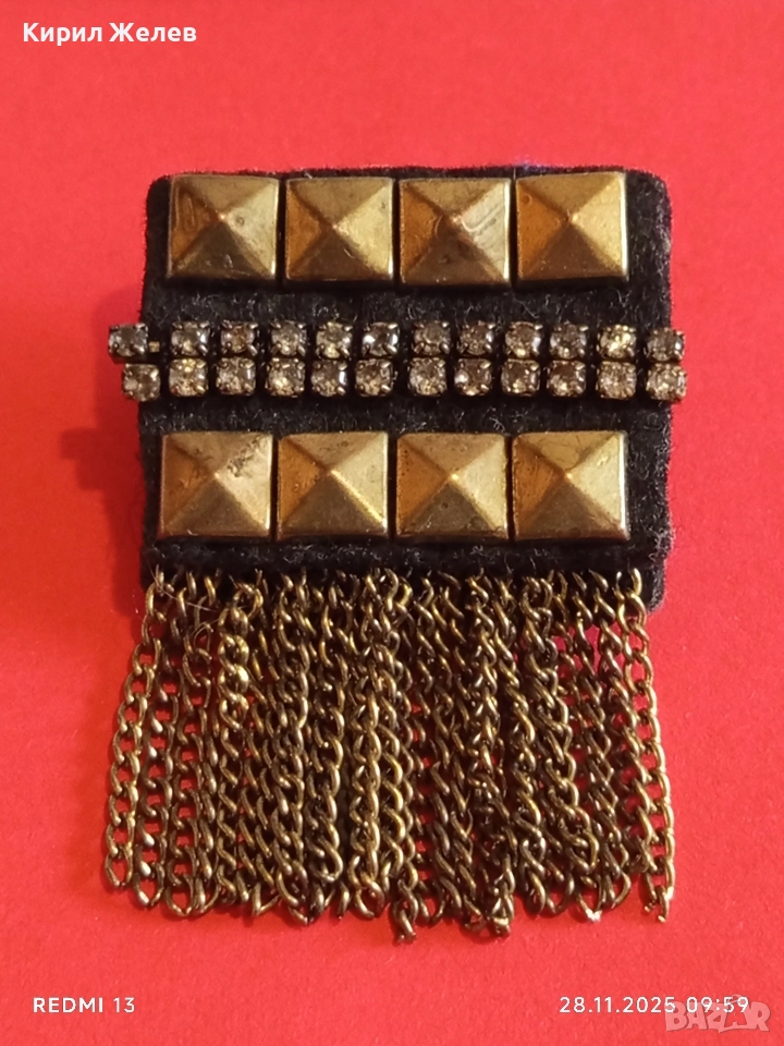 Старинна етнографски стил месингова брошка украшение за носия колекция 29213, снимка 1