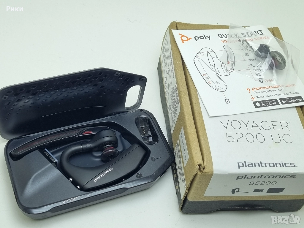 Хендсфри handsfree Bluetooth Plantronics, Voyager 5200 4 микрофона, Caller ID, Батерия 7ч., снимка 1
