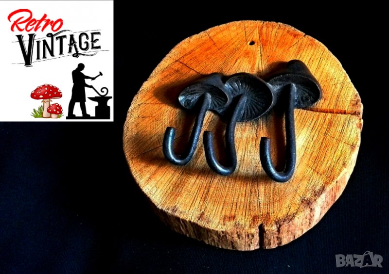 Закачалка ковано желязо орнамент-гъби, снимка 1