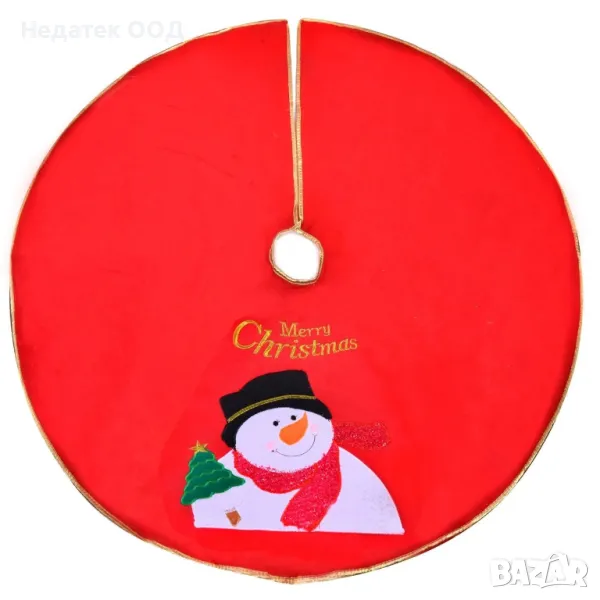 "Престилка за елха, снежен човек, ""Весела Коледа"", червен, 1.06м ", снимка 1