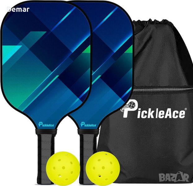 Pickleball Paddles Комплект от 2 PickleAce ракета - хилки, топчета фибростъкло, снимка 1