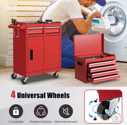 Количка 2 в 1 с кутия за инструменти COSTWAY, снимка 3 - Други машини и части - 53393078