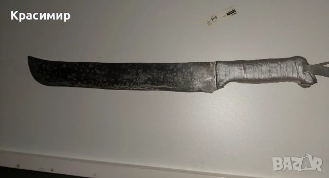 СТАРИННО РЪЧНО КОВАНО МАЧЕТЕ ОТ   ДЪЛЖИНА  50 Сантиметра.  ШИРИНА 5См.  ДЕБЕЛИНА 10 МИЛИМЕТРА. 