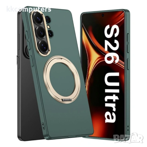 Магнитен Калъф GKK за Samsung Galaxy S26 Ultra - Тънък PC гръб, Метална въртяща се стойка, Шокоустой, снимка 3 - Калъфи, кейсове - 53681079
