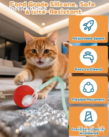 Интерактивна играчка за котки автоматично търкаляща се топка с опашка презареждаща, домашни любимци, снимка 5 - За котки - 51339918