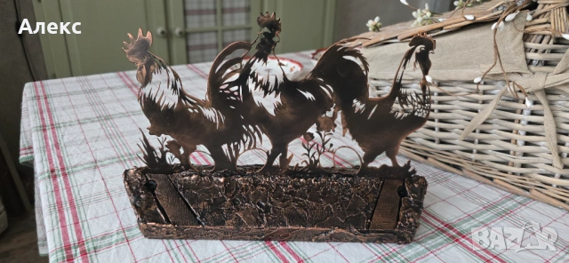 Великденска рустик декорация, ръчно изработена! Метал, дърво., снимка 5 - Градински мебели, декорация  - 53500404