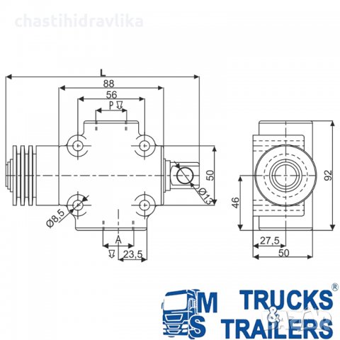 Хидравличен краен изключвател - нормално отворен HYVA, снимка 2 - Части - 34199955
