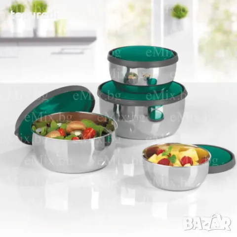 Kупи от неръждаема стомана за съхранение с капаци GOURMETMAXX