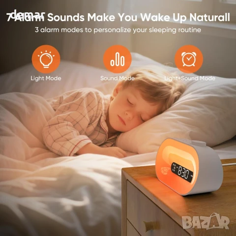 Машина за бял шум с 30 успокояващи звука за сън - димируема нощна лампа с 2 аларми и таймер, снимка 3 - Друга електроника - 50708959