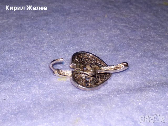 СКЪПОЦЕННА СЪРЦЕВИДНА АРТ НУВО СТИЛ СРЕБЪРНА ОБЕЦА СРЕБРО 925 с ФАСЕТИРАНИ ЦИРКОНИ 25829, снимка 3 - Обеци - 39226419