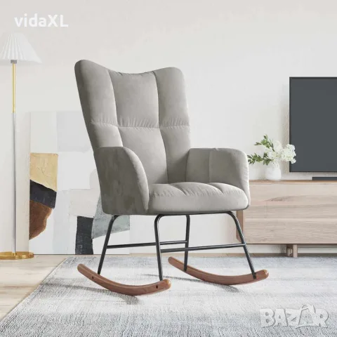 vidaXL Люлеещ се стол, светлосив, кадифе, снимка 3 - Столове - 56146882