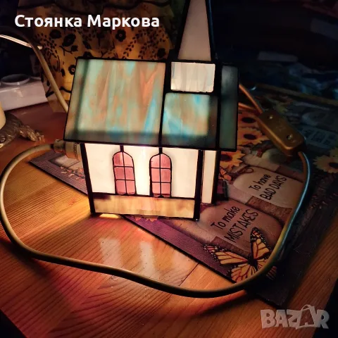 Настолна лампа,изработена в стил Тифани, снимка 5 - Настолни лампи - 55933780