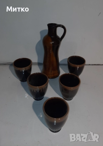 Ретро керамични Битови сервизи за ракия и вино, снимка 2 - Сервизи - 52860914